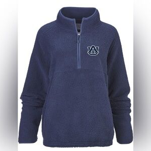 NWT- Boxercraft Women's NCAA Auburn Tigers Team Logo Everest Fleece Half Zip